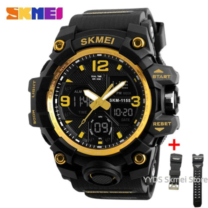 SKMEI 1155 Digital Military Watch for Men Sports Waterproof Large Mens Electronic Wristwatches Shockproof LED Display Clock 1637