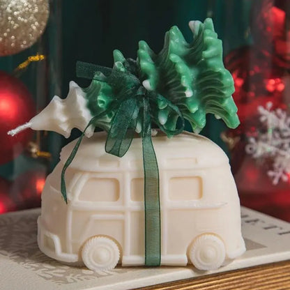 Christmas Tree Car Silicone Aromatherapy Candle Mold 3D Cedar Bus Shape DIY Plaster Resin Making Tool Handmade Party Favor Decor