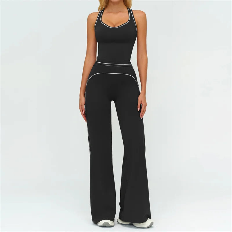 TRY TO BN Women's Tracksuit Yoga Sets Sports Vest Contrasting Color High Waisted Leggings Fitness Two Pieces Running Gym Clothes