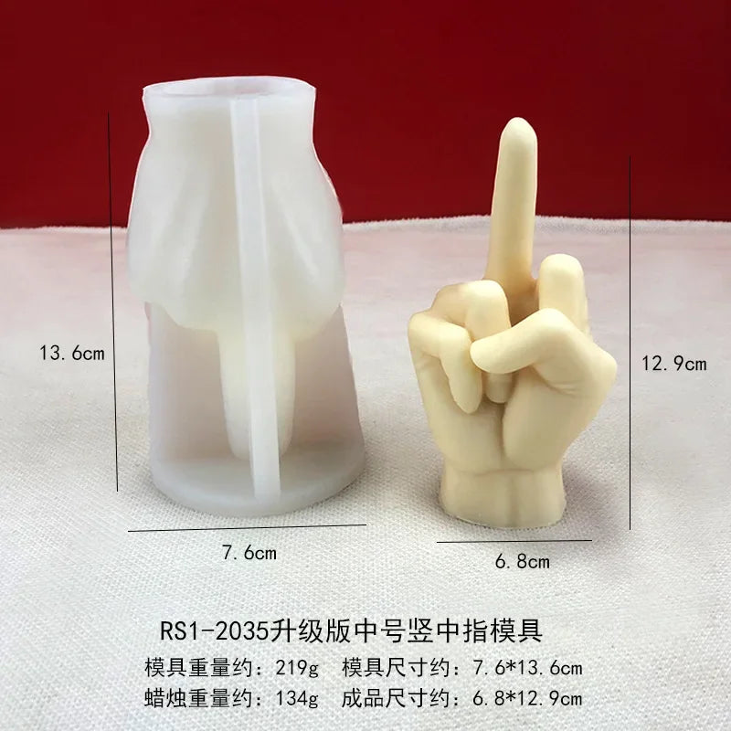 Gesture Candle Mold Diy Aromatherapy Plaster Thumbs Up Victory Bier Middle Finger Cake Silicone Mould Epoxy Candle Making Molds