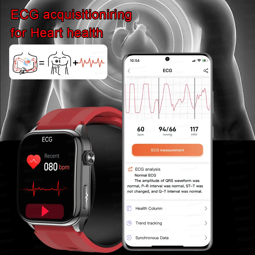Smart Watches Men Air Pump Blood Pressure Accurate Measure Micro Physical Examination Sport Fitness Airbag SmartWatch ECG AMOLED