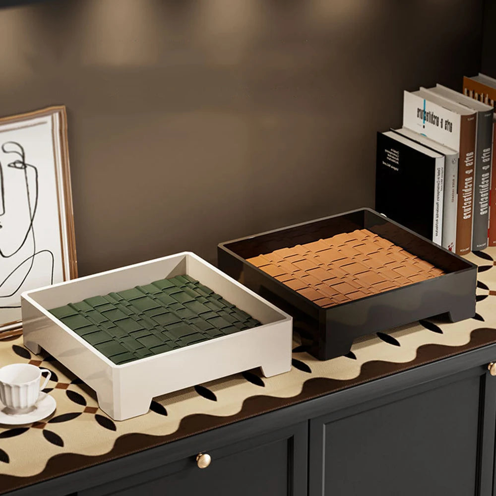 Light Luxury Ancient Leather Storage Tray Box Leather Aromatherapy Tray Desktop Ornament Decor Keys Coins Holder Trays