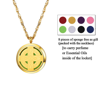 U7 37mm Round Perfume Diffuser Necklace for Man Woman Stainless Steel Essential Oil Locket Aromatherapy Anxiety Relief Jewelry