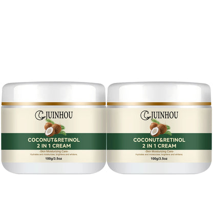JUINHOU Natural Coconut Oil Brightening Face Cream Deep Hydrating Moisturizer Brighten Face Gentle Daily Skin for All Skin Types