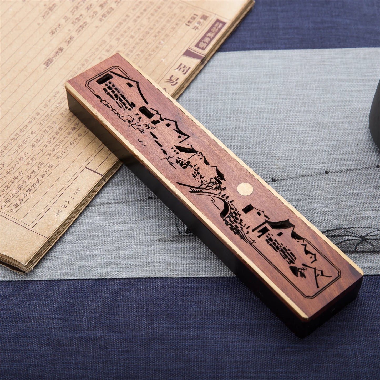 Wooden bed incense burner, cultural and creative Chinese style Zen ornaments, household incense sticks, solid wood creative