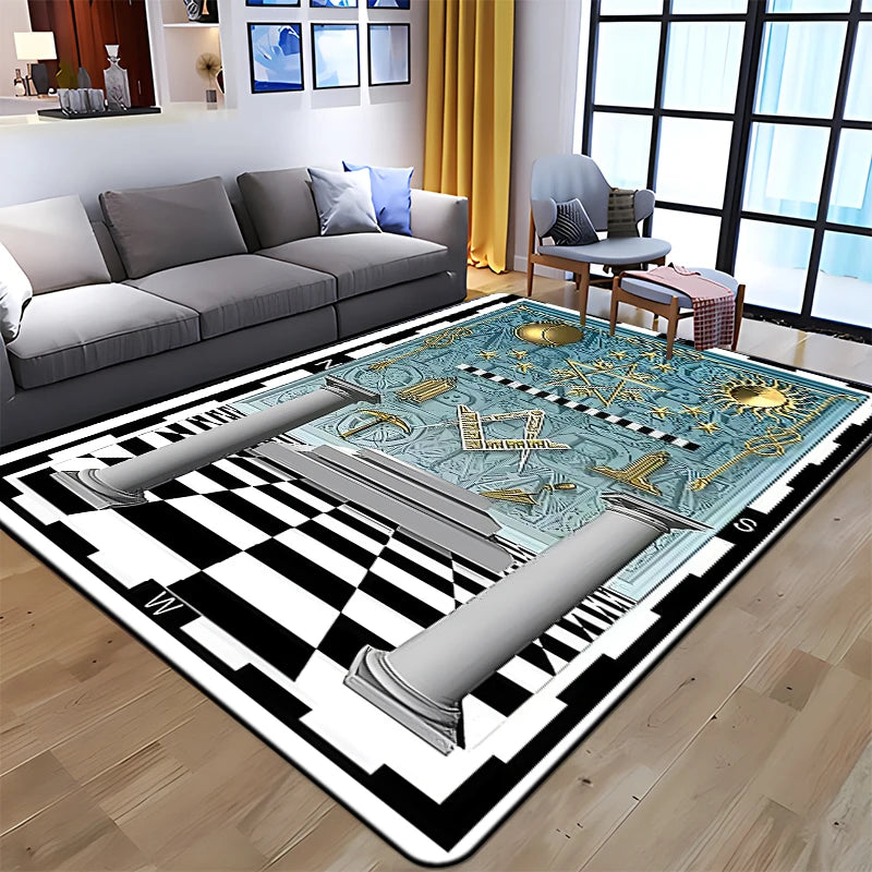 Masonic Illuminati Printed Pattern Rug Baby Play Crawl Floor Mats Living Room Carpets Decoration Fitness Pet Anti-slip Carpet