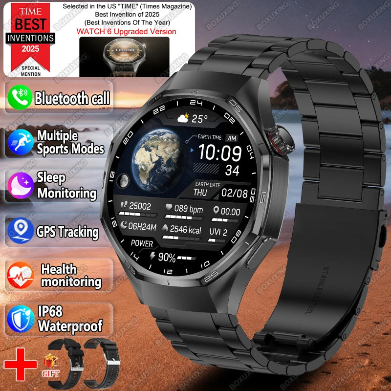 2026 New Watch 6 Pro GPS Smart Watch Men Sports Fitness AMOLED Screen Health Monitor Bluetooth Call IP68 Waterproof Smartwatch