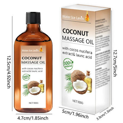Coconut Massage Oil. Non-Greasy Hydration. Natural Cocos Nucifera Extract. Lauric Acid Moisturizer. Nourishing Fast Absorption.