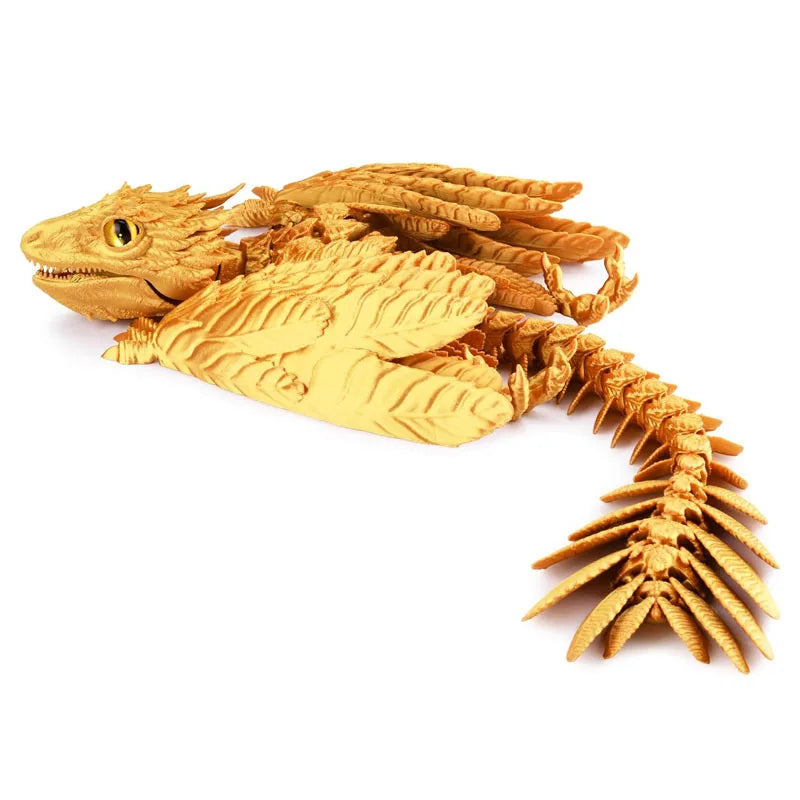 3D Printed Feather Dragon With Bird Wings Creative Flying Dragon Figurine Decorative Toy For Home Office Desktop Decoration Gift