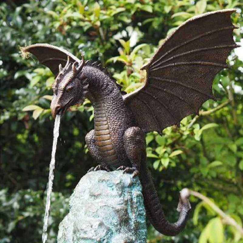 Precision Casting Fire-breathing Dragon Sculpture Waterscape Resin Fountain Majestic Dragon Sculpture Home Garden Decoration