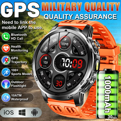 2026 New outdoor Smart watch Men 1.85 Inch AMOLED On Display 1000mAh Battery BT Call Heart Rate SpO2 Fitness Tracker Wristband
