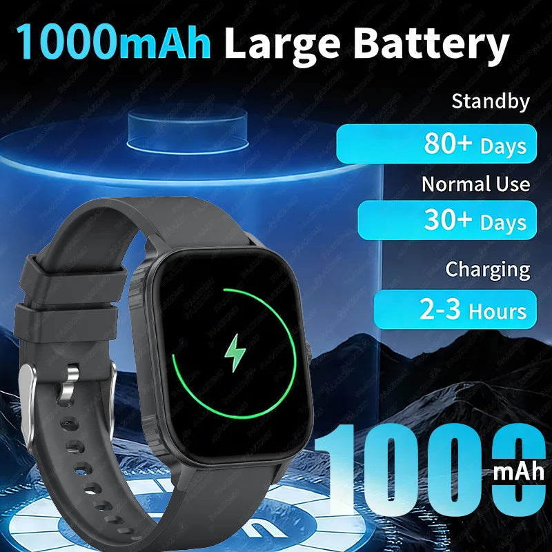 2026 2.04-inch Ultra Smart Watch For Men Women 1000mAh High Capacity Battery Outdoor Sports Fitness Health Monitoring Smartwatch