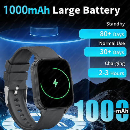 2026 2.04-inch Ultra Smart Watch For Men Women 1000mAh High Capacity Battery Outdoor Sports Fitness Health Monitoring Smartwatch