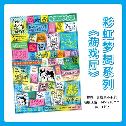 Korean Japanese Cartoon Journaling Sticker Sweet Cake Puppy Scrapbook Sticker DIY Decor Retro Anime Stationery Sticker Kids Gift