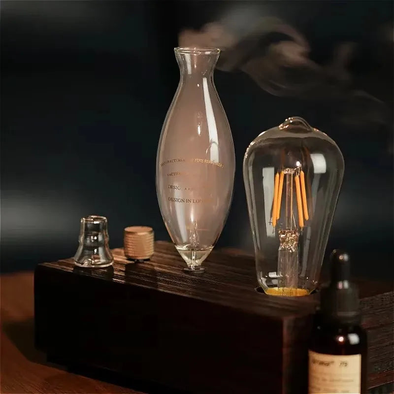 Waterless Pure Essential Oil Diffuser Nebulizer Aromatherapy Diffuser Electric Wooden Glass Home Aroma Essential Diffusers wood
