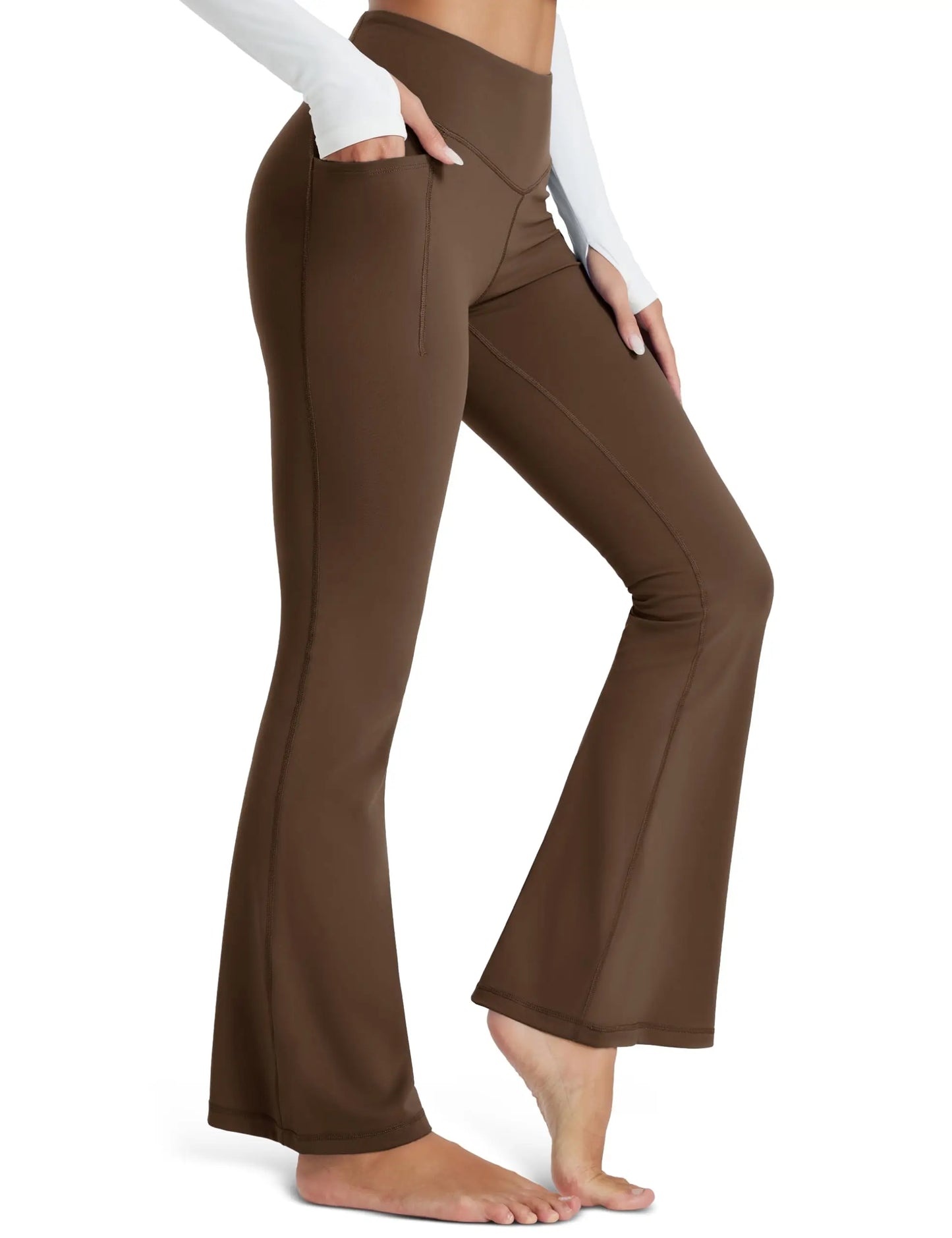 TACVASEN Womens Yoga Flare Leggings with Pocket  Wide Leg Stretch Moisture Wicking Pants High Waisted Tummy Control Yoga Pants