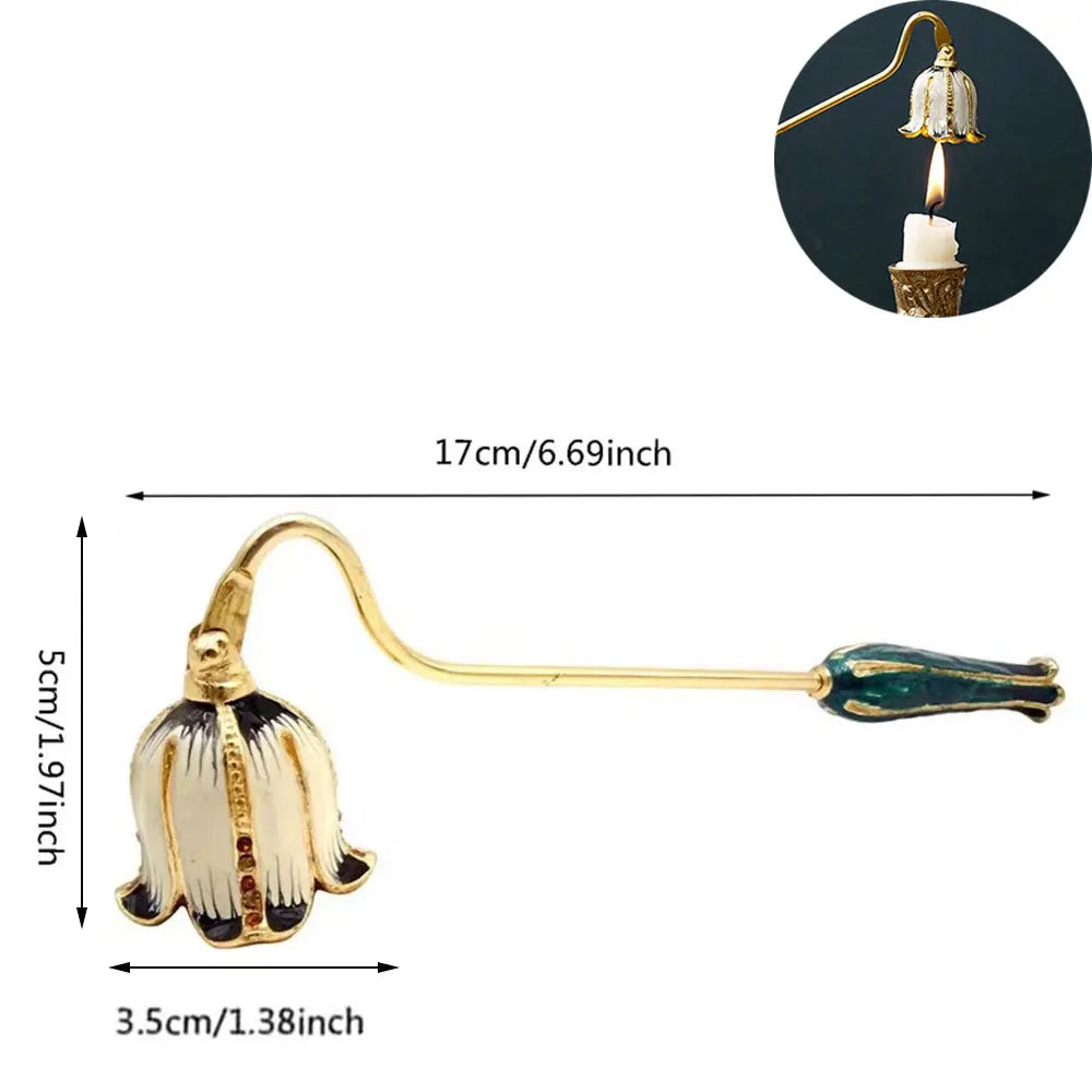 Luxury Scented Candle Care Accessory Metal Enamel Handle Flower Design DIY Aromatherapy Tools Candle Wick Snuffer Birthday Gifts