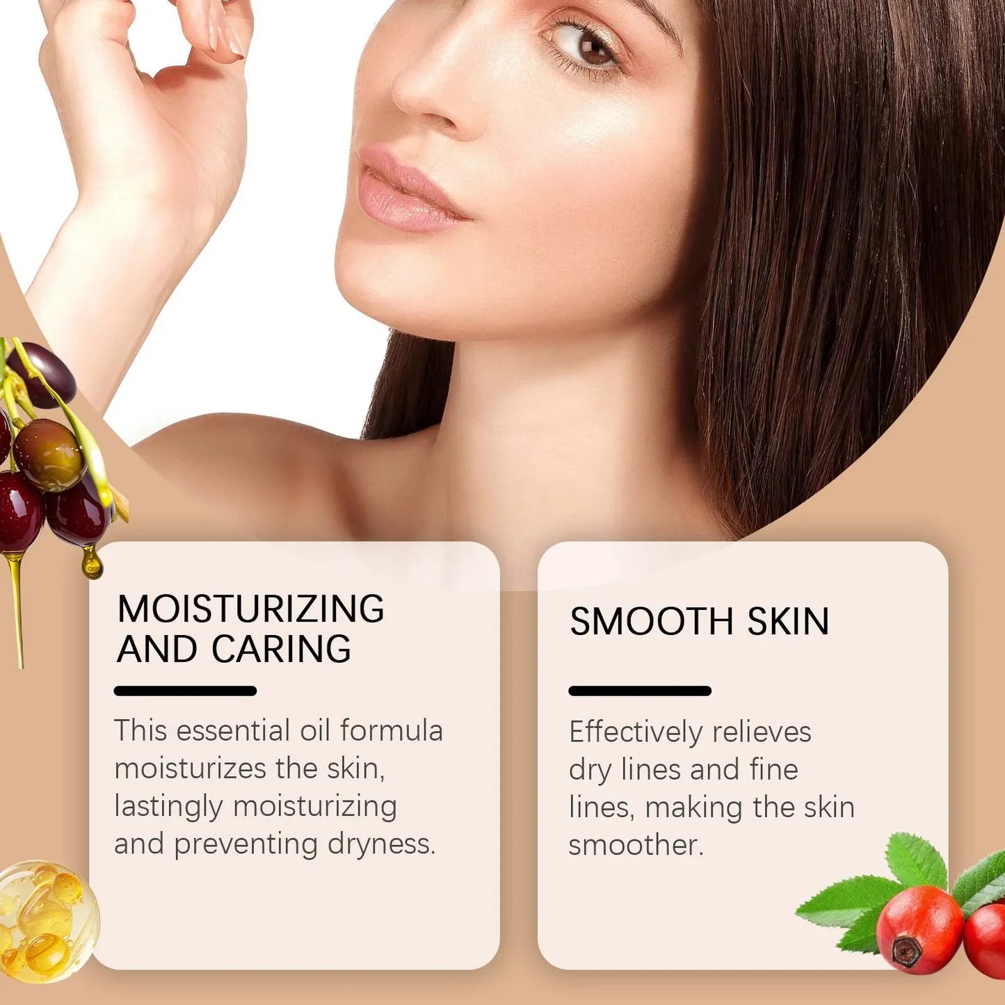 Moisturizing Squalane Rosehip Face Oil Lifting Firming Fade Fine Lines Smoothing Nourishing Skin Rejuvenation Facial Care Oil