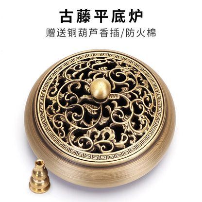 Incense Furnace Pure Copper Household Indoor Sandalwood Antique Pan Incense Furnace Soothes The God Incense Furnace