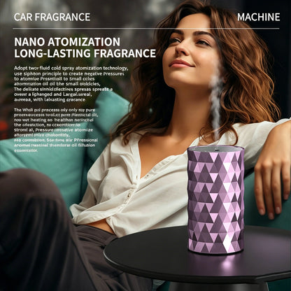 Smart Car Aluminum Alloy Aromatherapy Machine, Dual-Fluid Car Aromatherapy, Waterless Essential Oil Rechargeable Diffuser Fragra