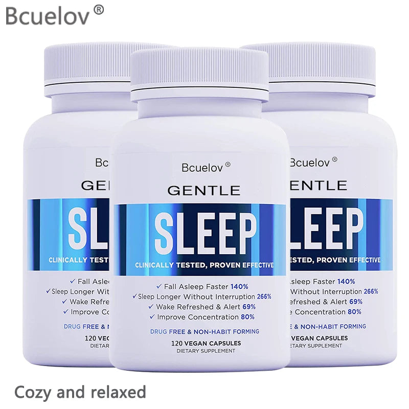 Bcuelov Natural Sleep Support Capsules - Non-Habit-Forming, Melatonin + GABA + Ashwagandha for Deeper Sleep & Relaxation