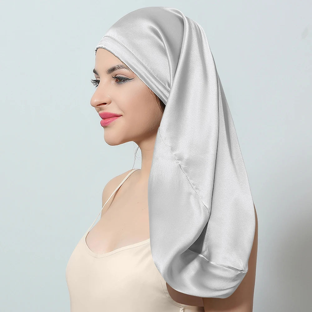 100% Silk Sleeping Hair Cap Long Hair Night Silk Sleep Cover for Women for Hair Care 16 Momme