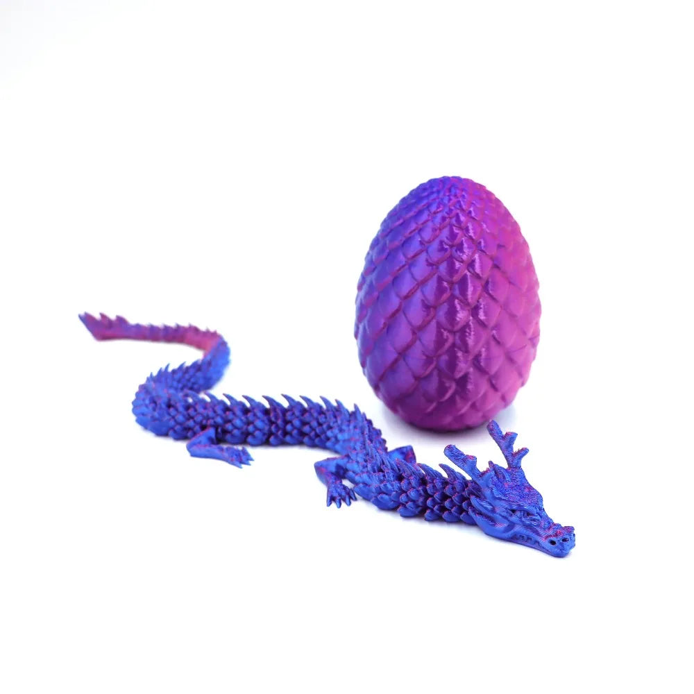 Flexible Articulated Dragon Miniature Model with Egg Decorative Craft 3D Printing Ornament for Bedroom Shelf Desktop Adornment