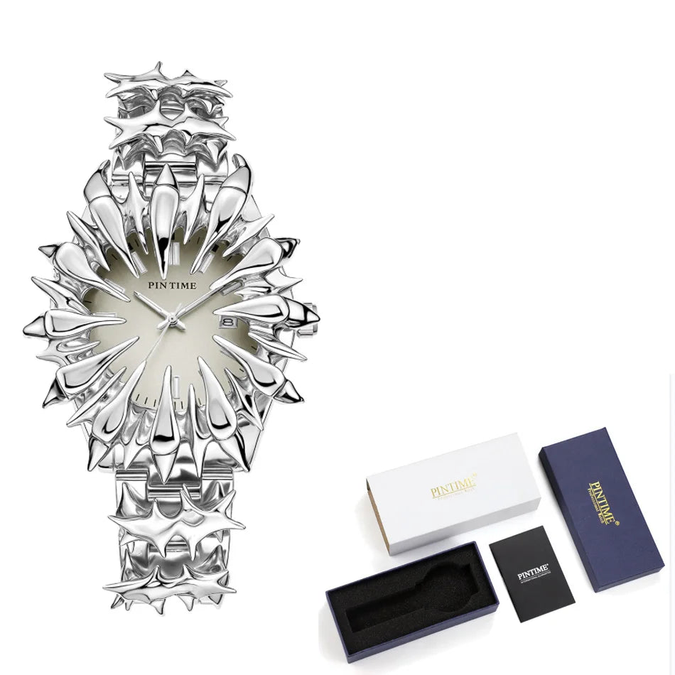 Y2K Watch European American Watches Irregular Dragon Scale Pointed tin Solder Light Luxury Men Gift Niche Quartz Wristwatch