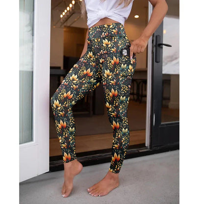 LETSFIND New Arrival Women Pockert Elastic Pants Fashion High Waist 3D Digital Printing Stretch Fitness Sexy Girls Leggings