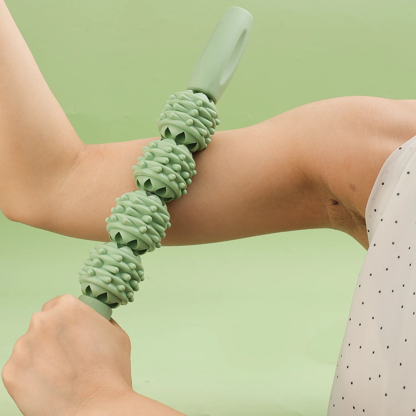 4 Ball Roller Muscles Massage Stick Relaxation Yoga Fitness Wolf Tooth Fascia for Calves Thighs Arm Full Body Massage Yoga Stick