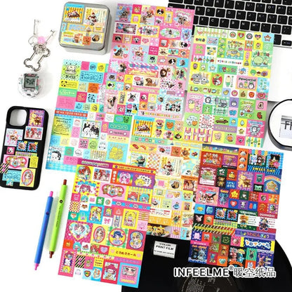 Korean Japanese Cartoon Journaling Sticker Sweet Cake Puppy Scrapbook Sticker DIY Decor Retro Anime Stationery Sticker Kids Gift