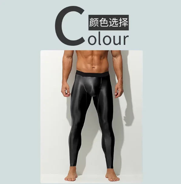 Glossy Men's Tight Fitness Running Sweatpants Leggings Plus Size Training Joggers Sweat Trousers