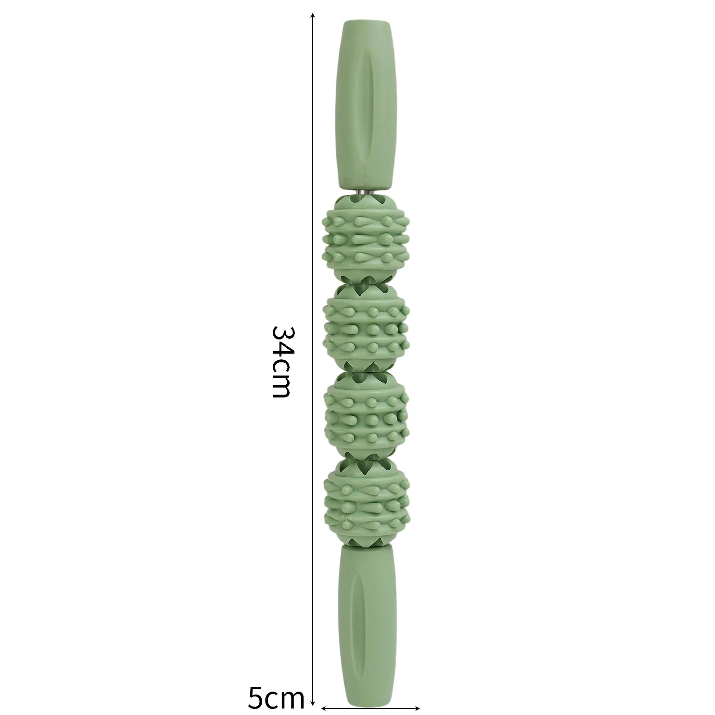 4 Ball Roller Muscles Massage Stick Relaxation Yoga Fitness Wolf Tooth Fascia for Calves Thighs Arm Full Body Massage Yoga Stick