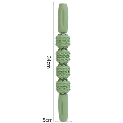 4 Ball Roller Muscles Massage Stick Relaxation Yoga Fitness Wolf Tooth Fascia for Calves Thighs Arm Full Body Massage Yoga Stick