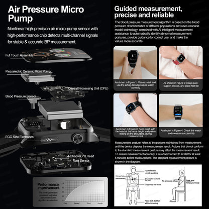 Smart Watches Men Air Pump Blood Pressure Accurate Measure Micro Physical Examination Sport Fitness Airbag SmartWatch ECG AMOLED