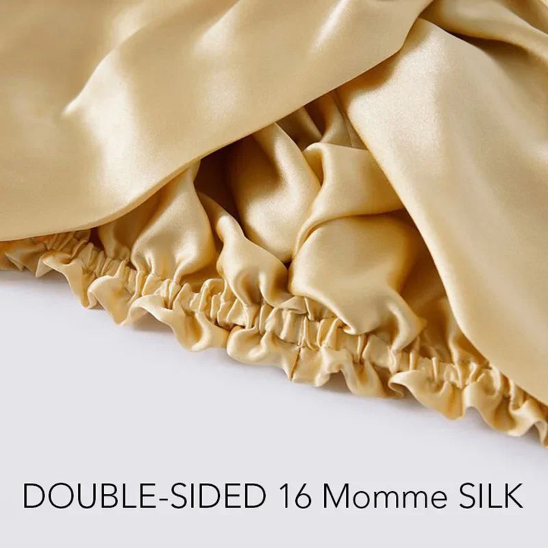 32 Momme 100% Mulberry Silk Sleep Cap Double Layer Night Bonnet Adjustable Elastic Hair Bonnet Anti-Frizz Hair Care Accessories
