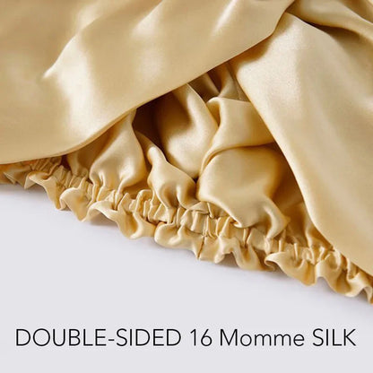 32 Momme 100% Mulberry Silk Sleep Cap Double Layer Night Bonnet Adjustable Elastic Hair Bonnet Anti-Frizz Hair Care Accessories