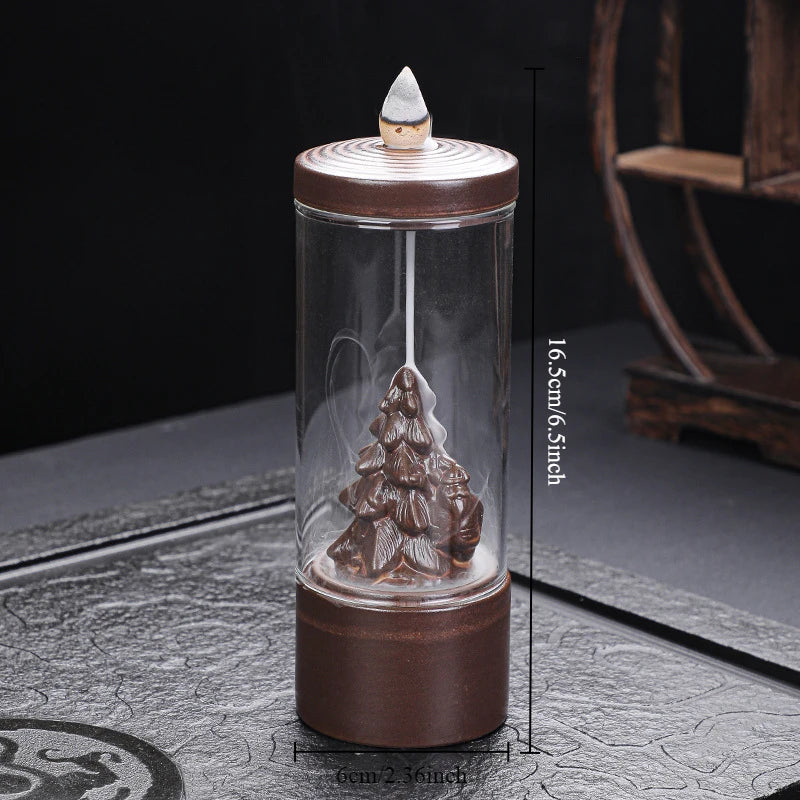 Creative Glass Cover Reverse Flow Incense Burner Ornamental Incense Path Zen Ornament