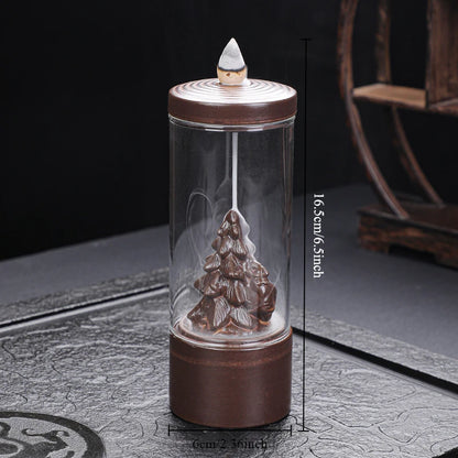 Creative Glass Cover Reverse Flow Incense Burner Ornamental Incense Path Zen Ornament