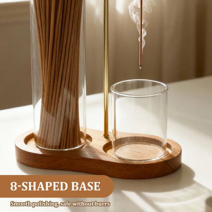 2in1 Incense Holder Anti-Ash Flying Incense Burner with Removable Glass Ash Catcher and Incense Sticks Organizer Home Decoration