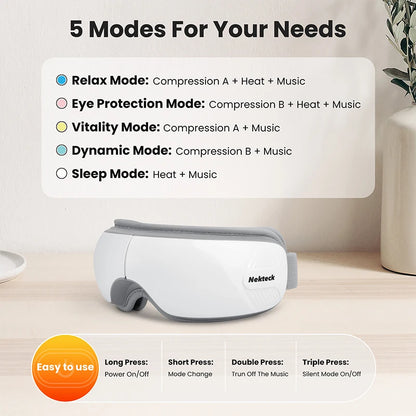 Eye Massager with Heat, Bluetooth Eye Mask for Migraine Relief, Eye Care Gift to Reduce Strain & Dry Eyes, Sleep Aid Relaxation