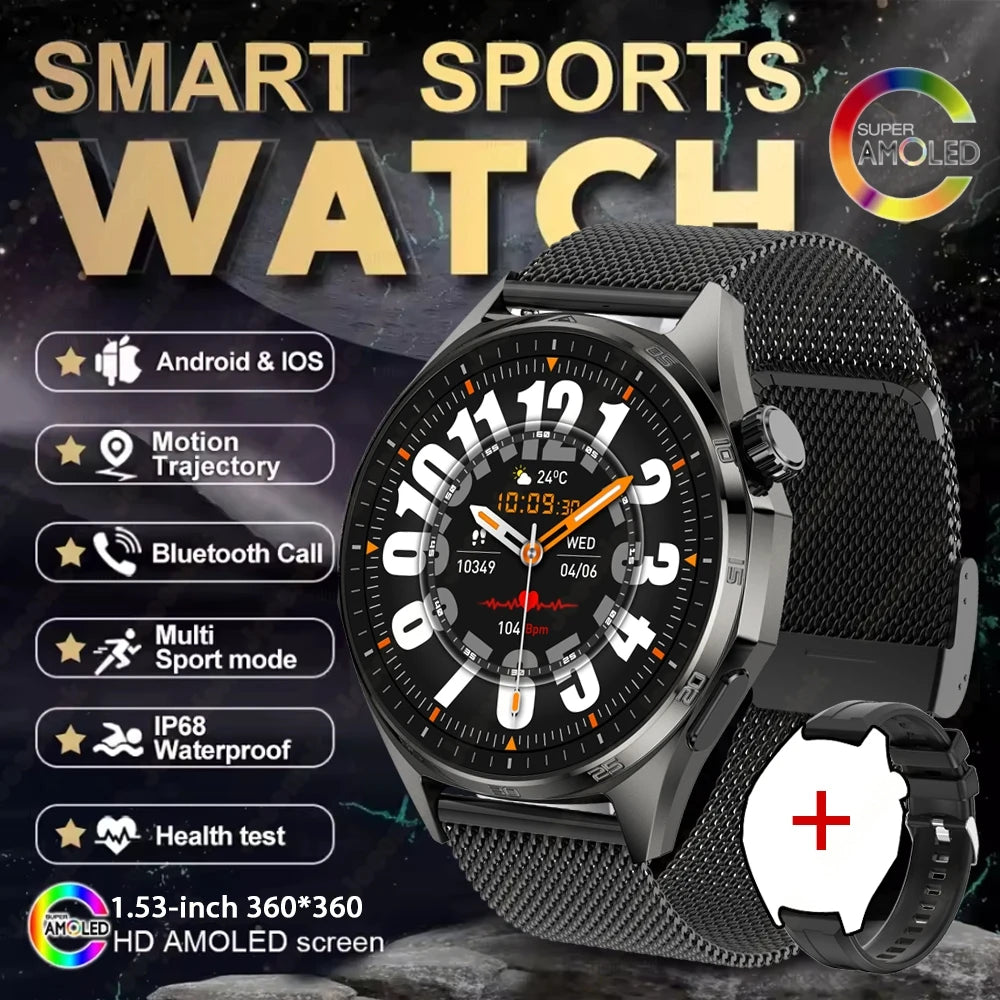 2026 New Watch 6 PRO Bluetooth Call Smart Watches Men GPS Tracking Sports Fitness IP68 Waterproof 1.53inch AMOLED Smartwatch