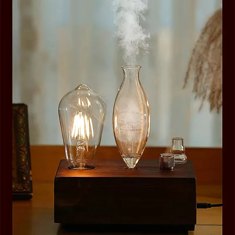 Waterless Pure Essential Oil Diffuser Nebulizer Aromatherapy Diffuser Electric Wooden Glass Home Aroma Essential Diffusers wood