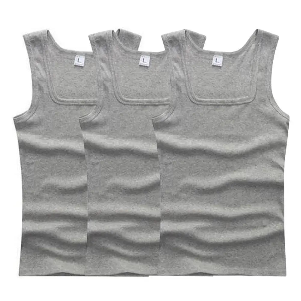 3pcs/set Four Seasons Men Tank Tops Black White Gray Singlets Sleeveless Men Vest Casual Bodybuilding Vest Sport Fitness T-shirt