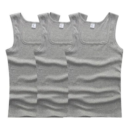 3pcs/set Four Seasons Men Tank Tops Black White Gray Singlets Sleeveless Men Vest Casual Bodybuilding Vest Sport Fitness T-shirt