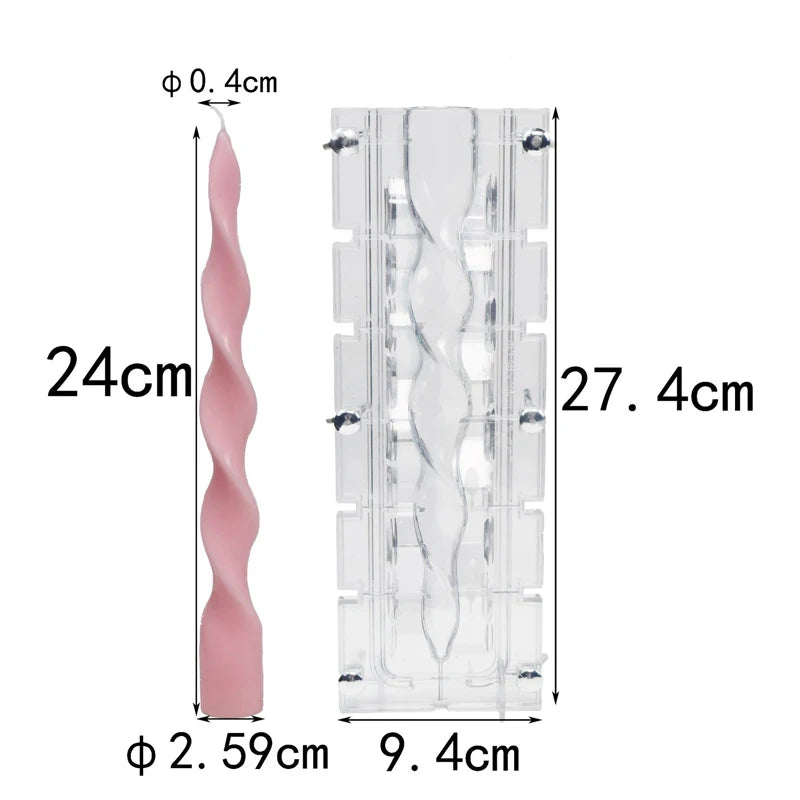 Rotary Twisted Acrylic Candle Mold Split Type Easy Demoulding Rod Wave Gypsum Aromatherapy Plastic Mould Home Ornament DIY Gifts