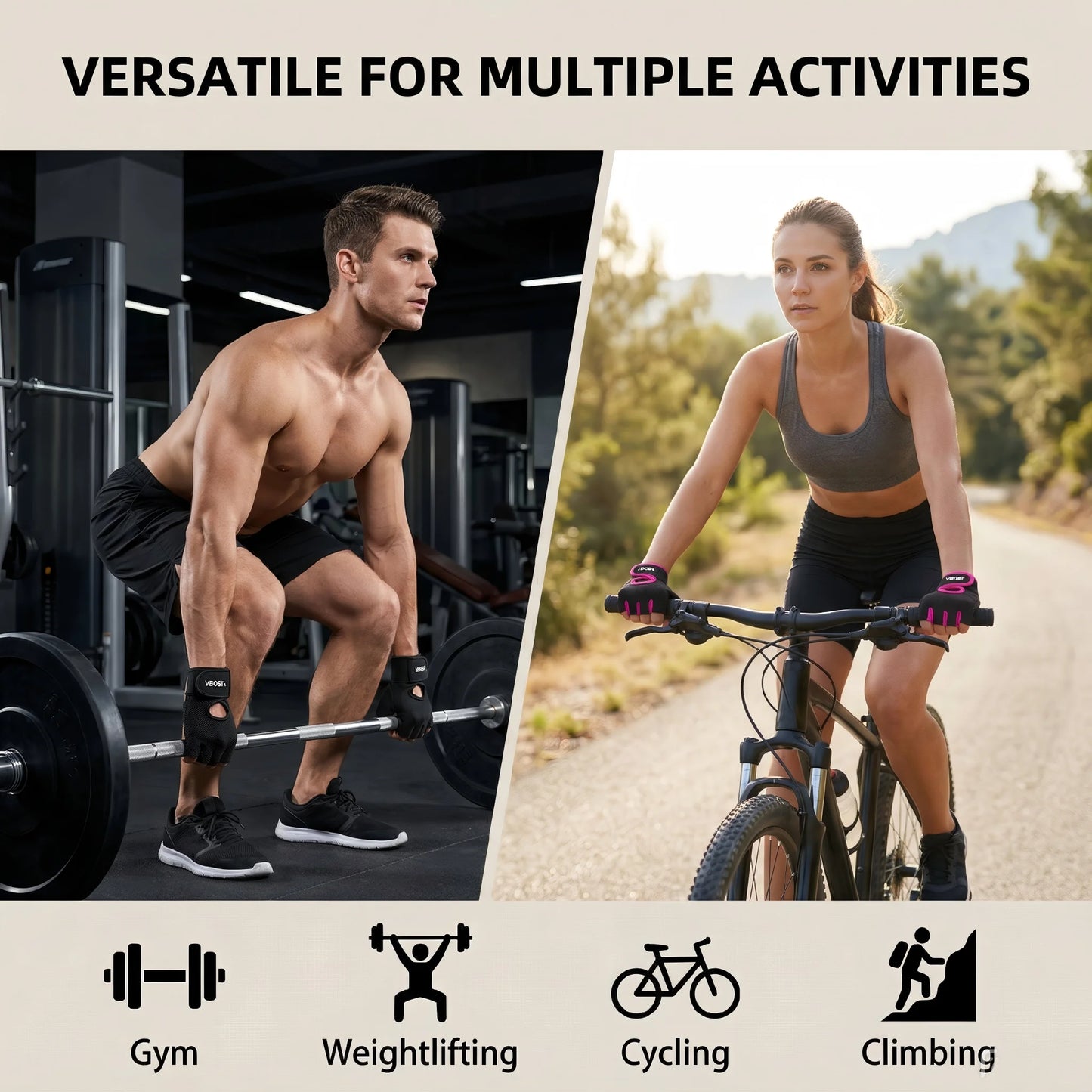 Women Half Finger Gym Gloves Anti-Slip Breathable Fitness Weight Lifting Sports Cycling Workout Protective Training Hand Gloves