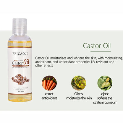 100% Organic Pressed Castor Oil for Face Relaxation Essential Oil Mixing Massage Body Oil Moisturizer Whitening For Skin 100ml