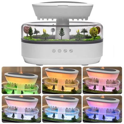 Rain Cloud Aroma Diffuser Small Air Humidifiers Water Drip Micro Landscape Essential Oils Ultrasonic Diffuser with 6 Night Light