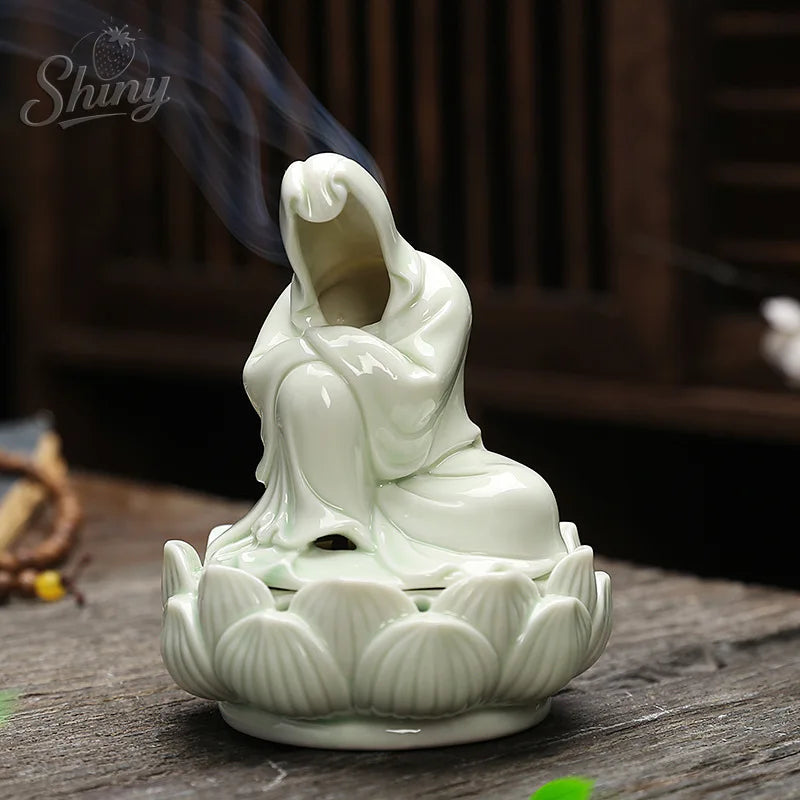 Ceramic Home Indoor No-phase Buddha Incense Burner Ornament Desktop Decorative Gift